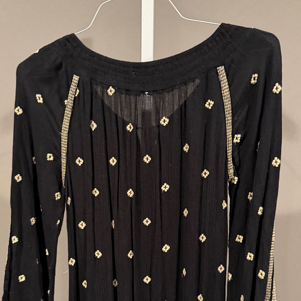 World Market Black Off-the-Shoulder Maxi Dress with Gold Embroidery - Picture 8 of 10